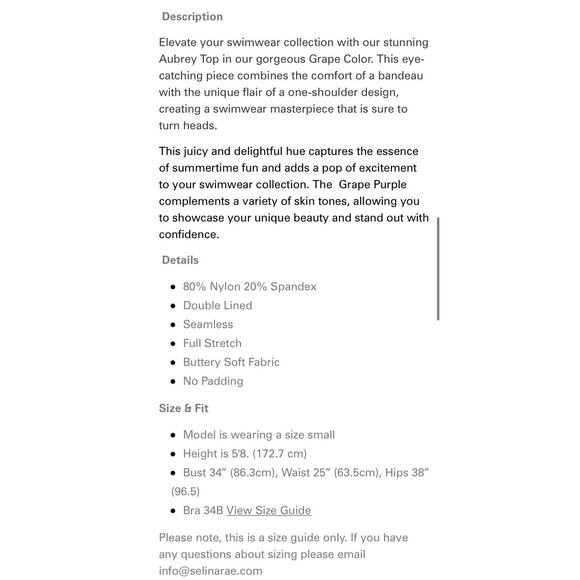 Selina Rae Swim Bikini Top The Aubrey Top in Grape Sz Large - Picture 11 of 11